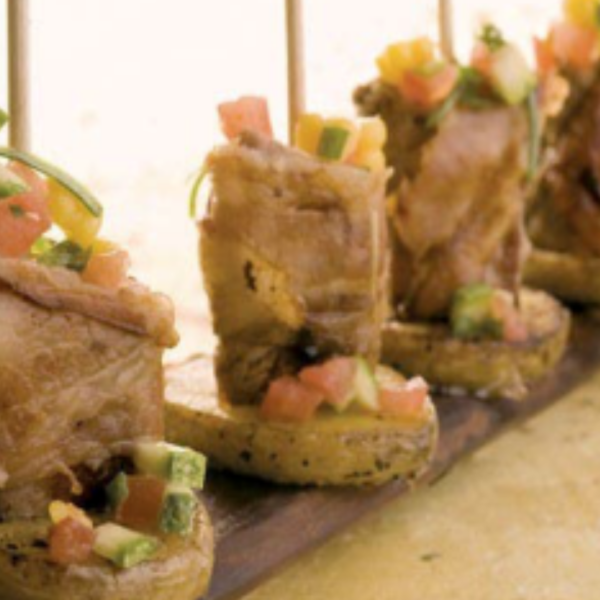 Pinchos de calabaza y lomo ahumado
